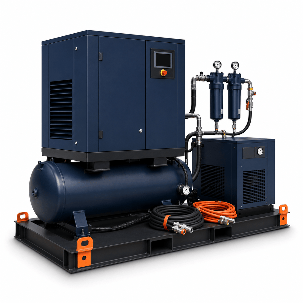 20 HP industrial air compressor rental package