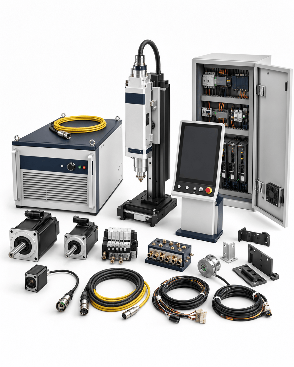 Compatible Bodor fiber laser retrofit and upgrade kit on a white background