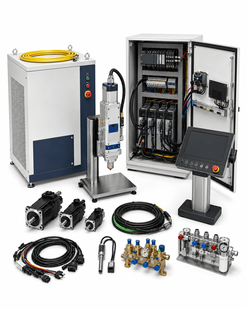 Compatible Bystronic laser cutting machine retrofit and upgrade kit on a white background