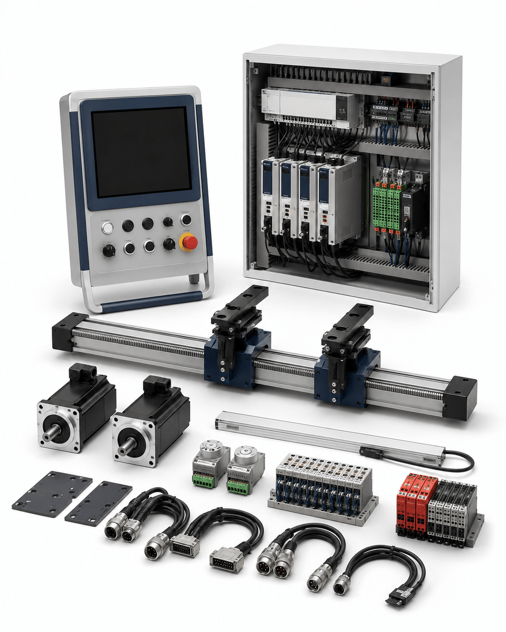Compatible Cybelec press brake CNC control replacement and retrofit kit on a white background