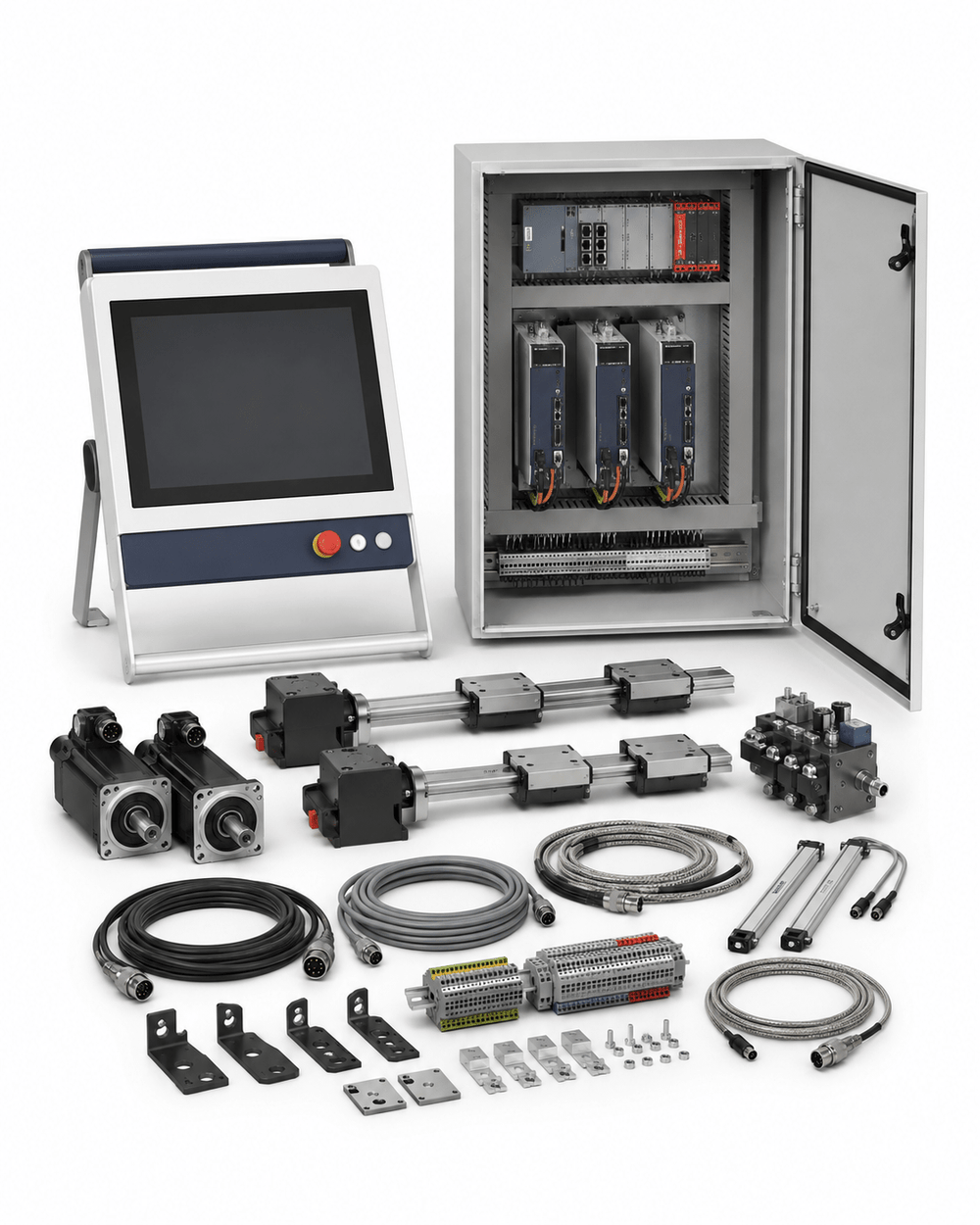 Compatible DELEM press brake CNC control retrofit and upgrade kit on a white background