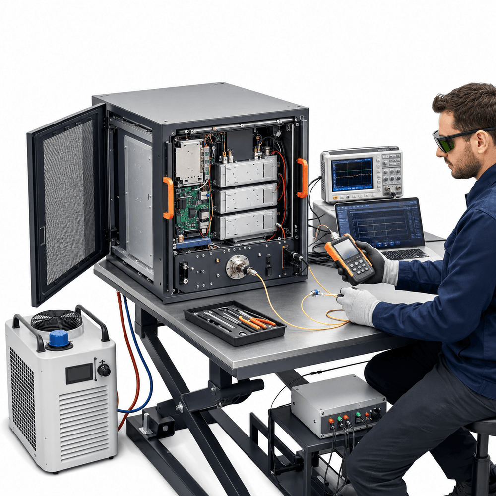 Fiber laser source low power and no beam repair service