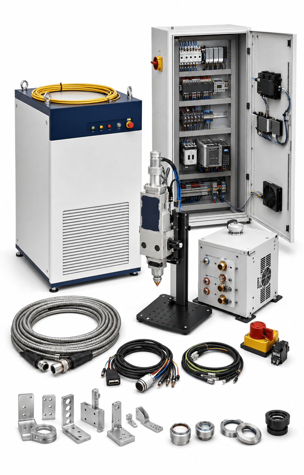 Compatible IPG fiber laser source replacement and system integration kit on a white background