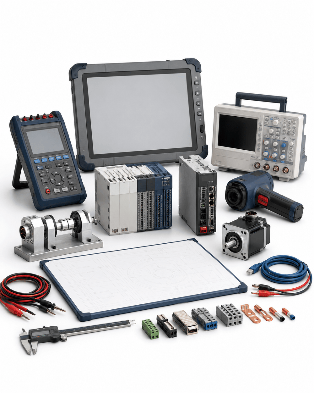 Machine retrofit engineering and compatibility assessment equipment on a white background