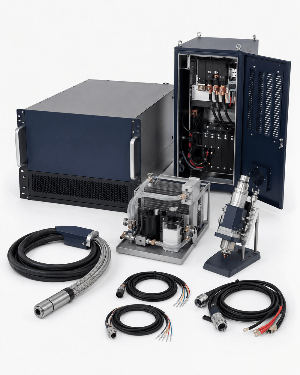 Fiber laser source replacement and power upgrade technical service kit on white background