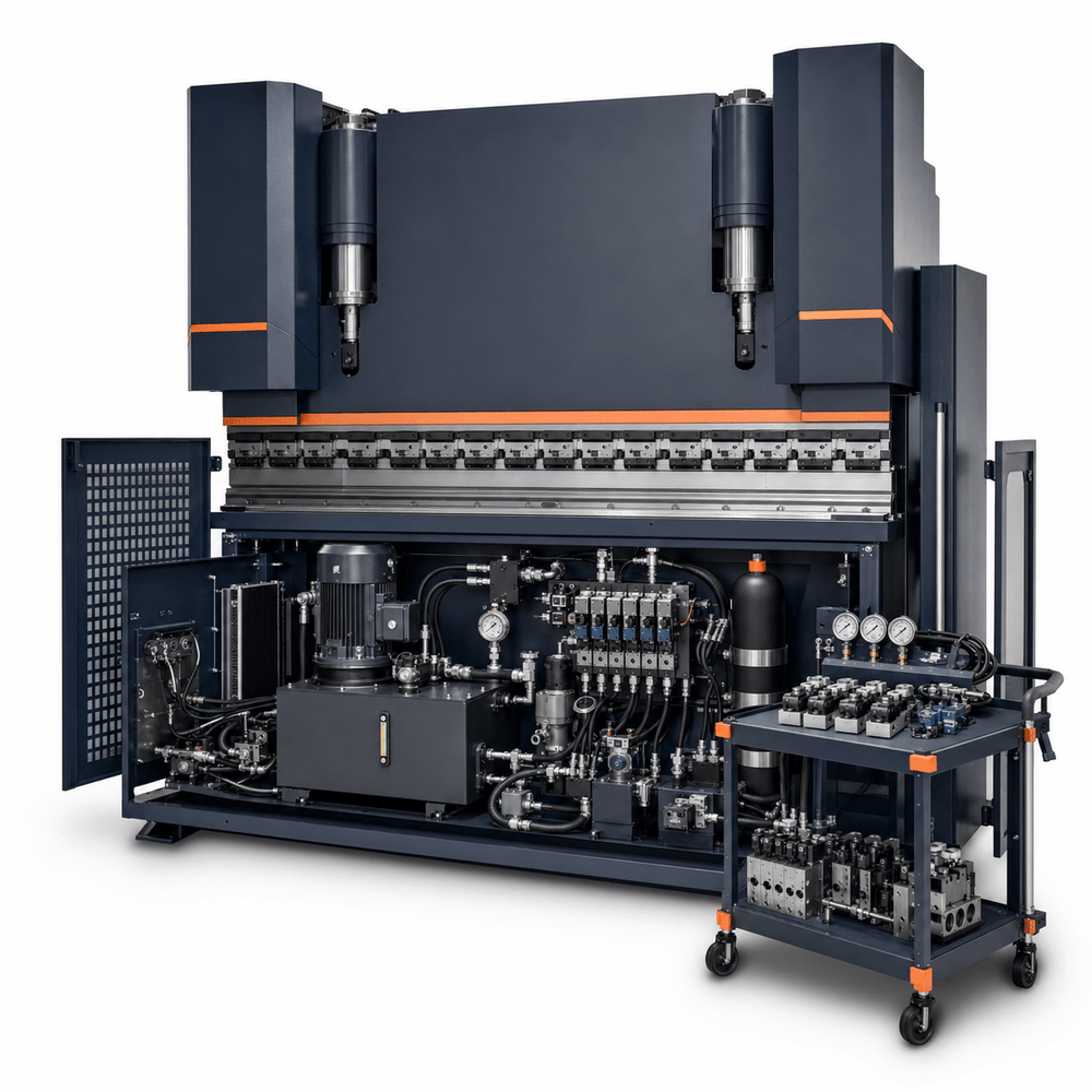 Press brake low pressure pump and hydraulic valve repair