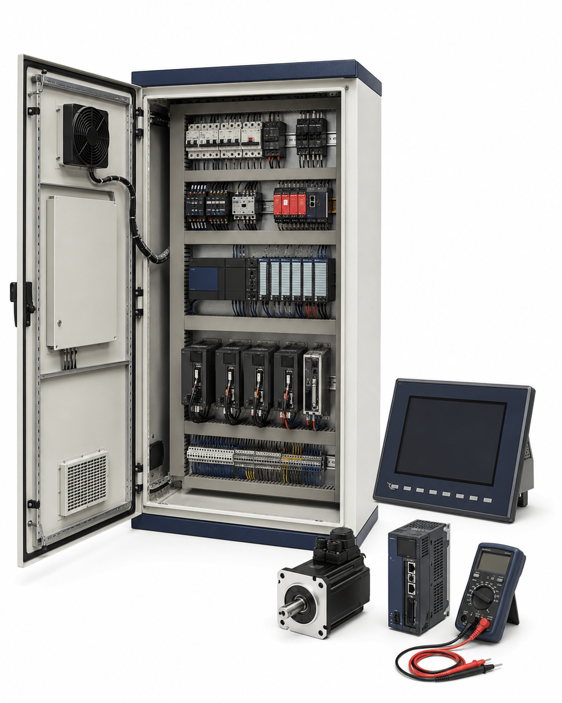 Siemens PLC CNC and servo drive retrofit equipment on white background