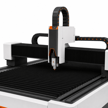 Cutting head and gantry detail of UmproTech 6kW 5×10 open-table fiber laser cutting machine